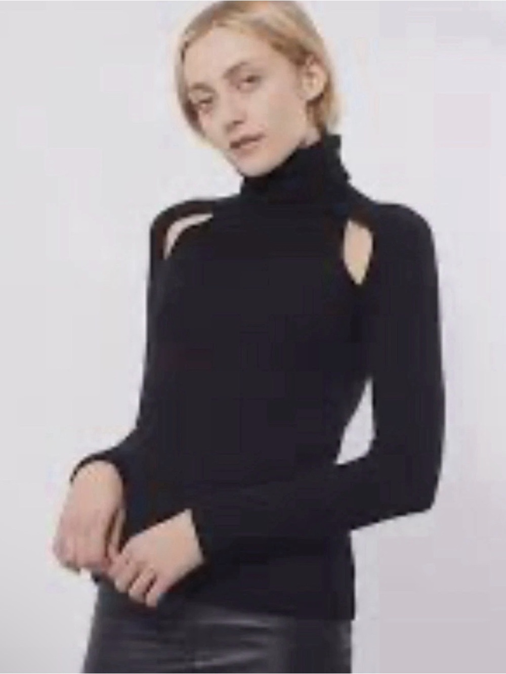 L'Agence Black Wool Cashmere Sweater with Cut-outs